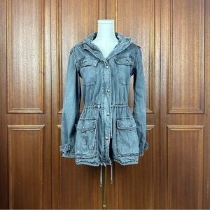 Aritzia Talula Trooper Gray Cargo Women Utility Anorak Jacket 100% Cotton Sz XS